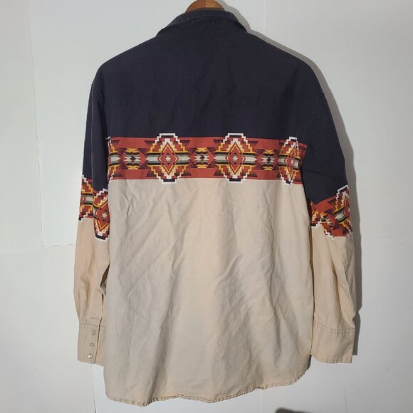 Vintage Rustler by Wrangler Aztec Pearl Snap Southwest Large Men's Shirt MadeUSA - Picture 7 of 7
